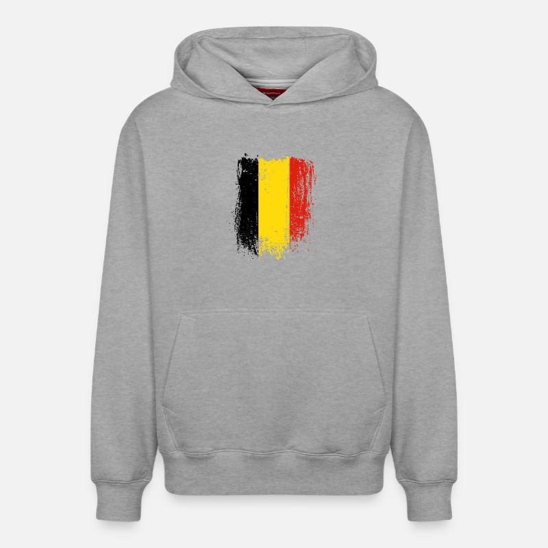 Rayures drapeau belge brossé - Sweat à capuche unisexe décontracté en coton biologique – de SPREAD - gris chiné