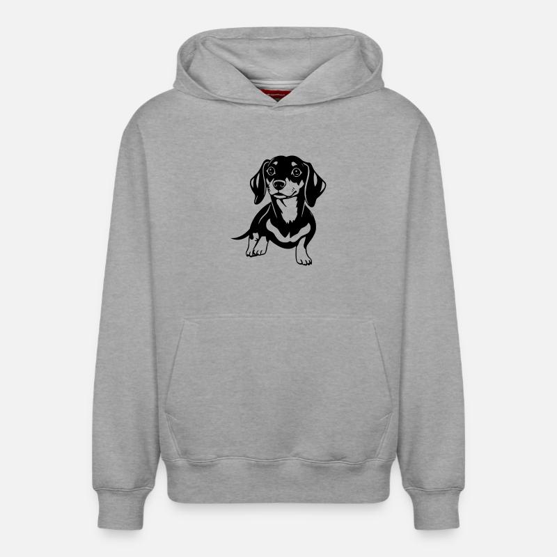teckel - Sweat à capuche unisexe décontracté en coton biologique – de SPREAD - gris chiné