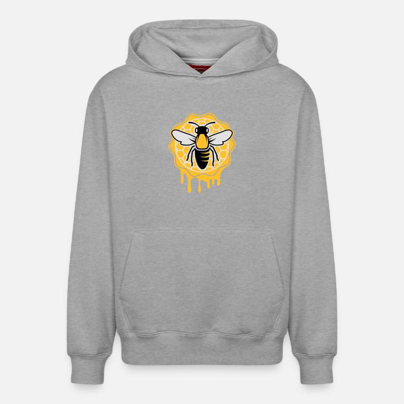 une abeille et nid d'abeille - Sweat à capuche unisexe décontracté en coton biologique – de SPREAD - gris chiné