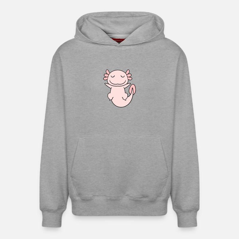Axolotl Rose Doux - Sweat à capuche unisexe décontracté en coton biologique – de SPREAD - gris chiné