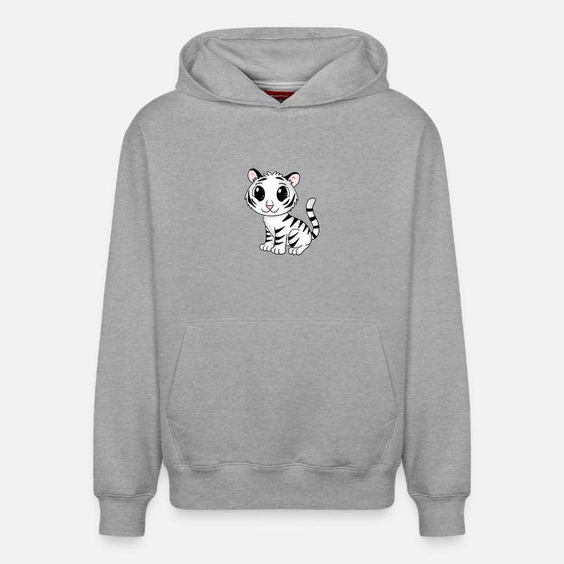 tigre blanc - Sweat à capuche unisexe décontracté en coton biologique – de SPREAD - gris chiné