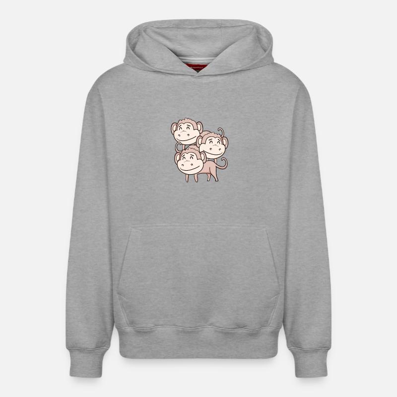 Singes mignons - Singe - Sweat à capuche unisexe décontracté en coton biologique – de SPREAD - gris chiné
