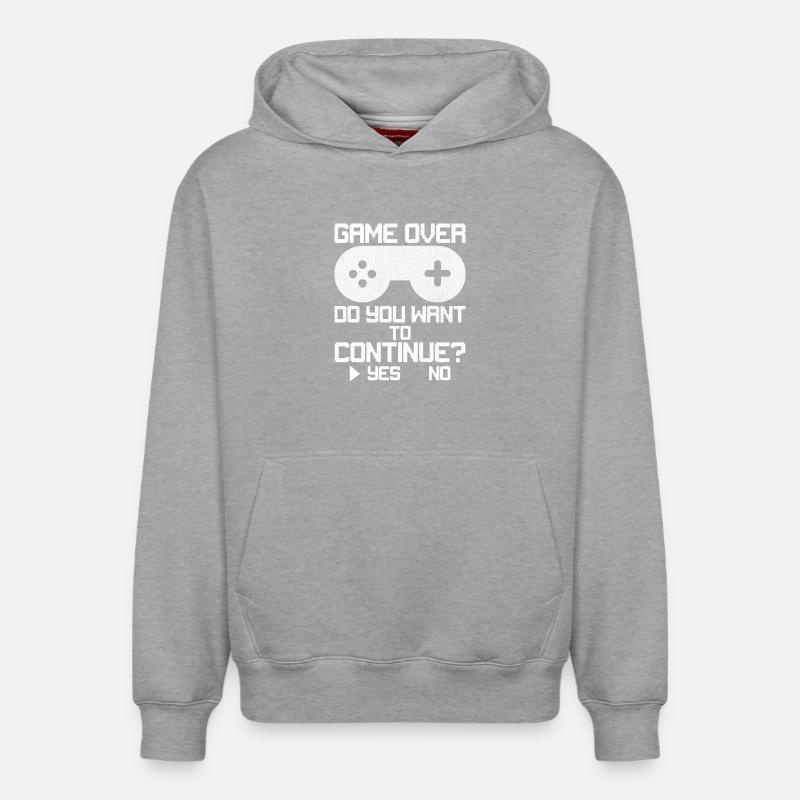 Game Over Voulez-vous continuer - Sweat à capuche unisexe décontracté en coton biologique – de SPREAD - gris chiné