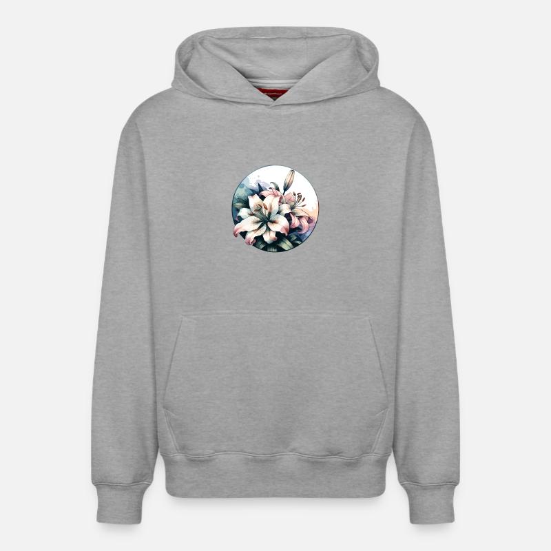 Lys dessinés - Sweat à capuche unisexe décontracté en coton biologique – de SPREAD - gris chiné