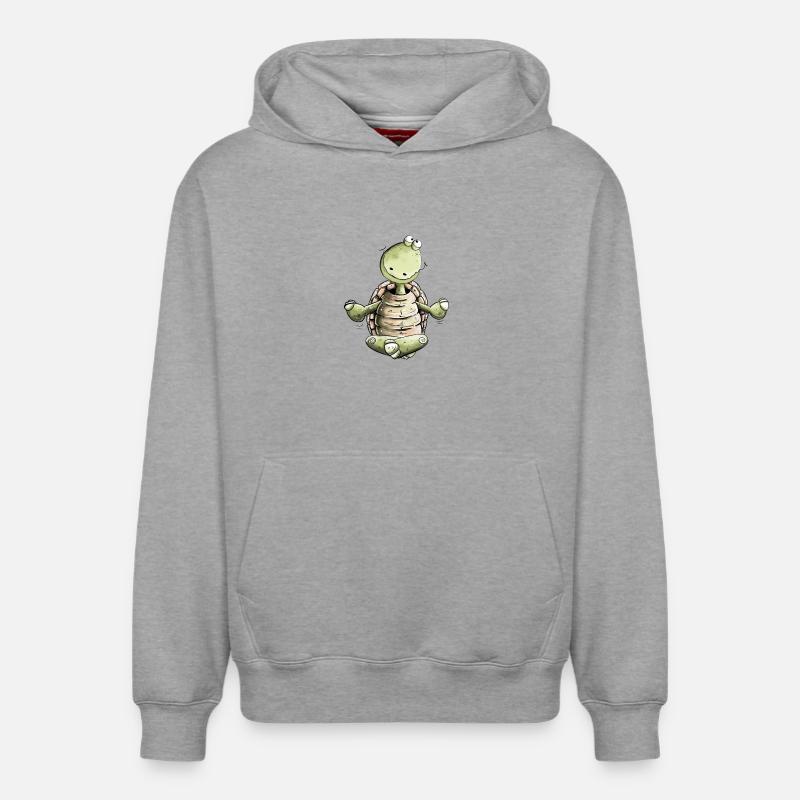 Yoga Turtle Frissons - Sweat à capuche unisexe décontracté en coton biologique – de SPREAD - gris chiné