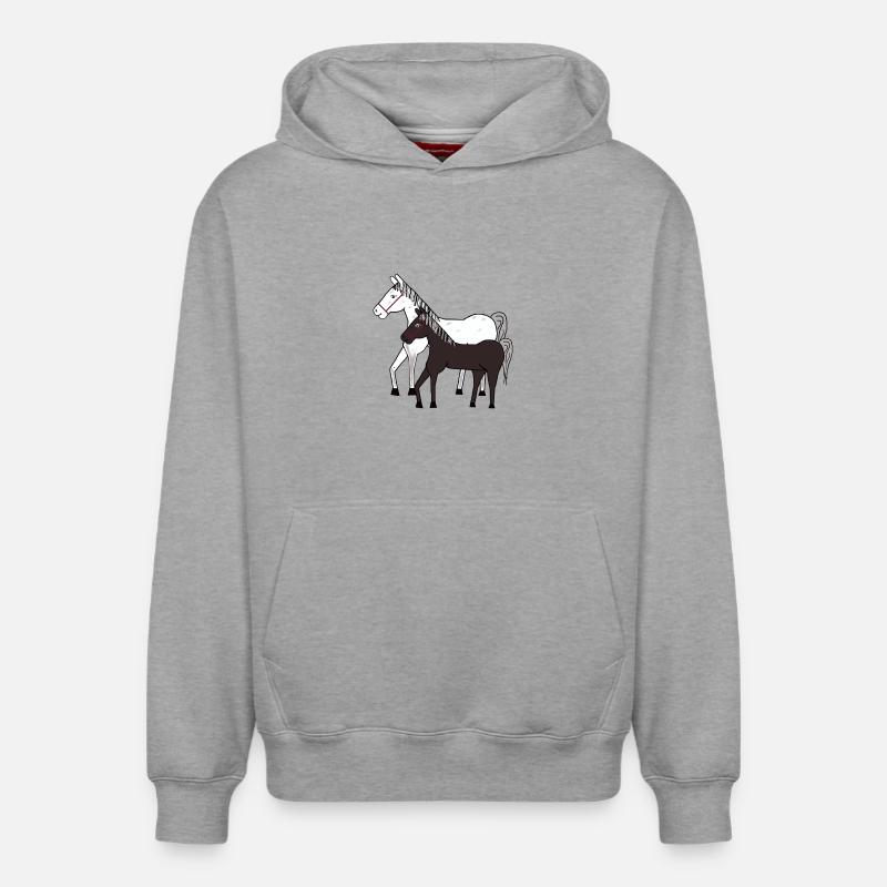 Cheval Cheval Poney - Sweat à capuche unisexe décontracté en coton biologique – de SPREAD - gris chiné