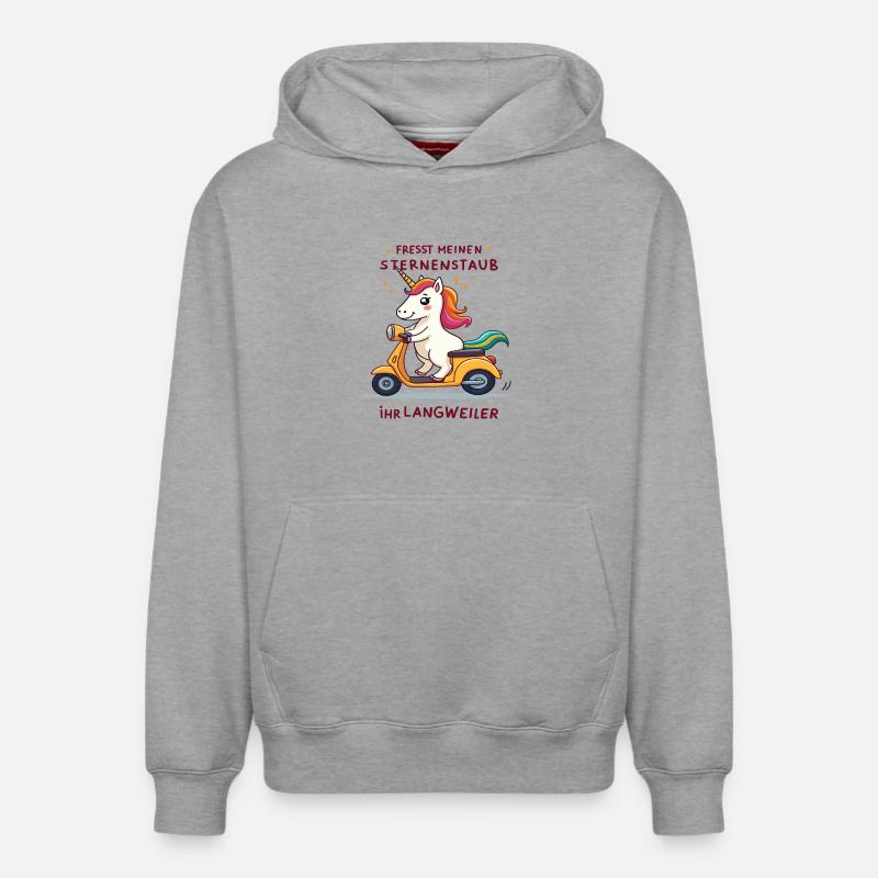 Roller-Einhorn - Relaxed Unisex Organic Hoodie – von SPREAD - Grau meliert