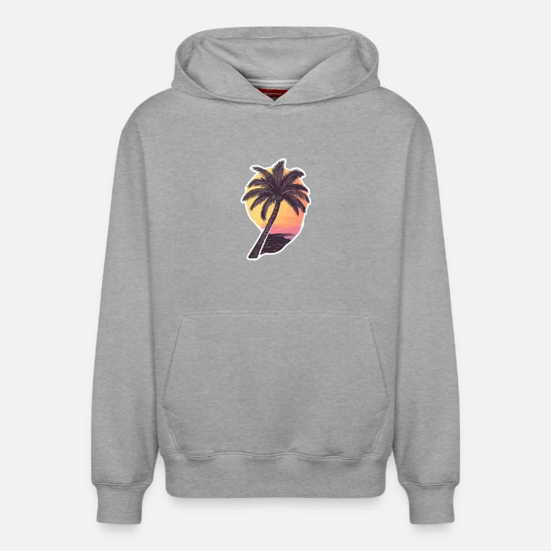 Palmier - Sweat à capuche unisexe décontracté en coton biologique – de SPREAD - gris chiné