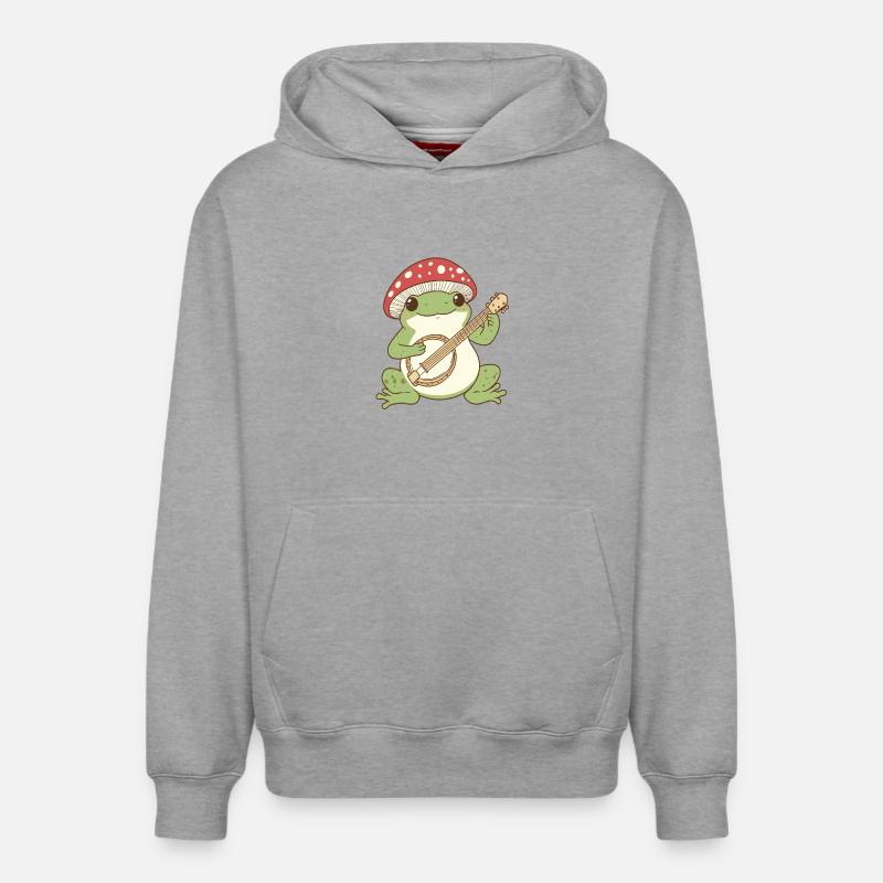 Grenouille champignon avec guitare - Sweat à capuche unisexe décontracté en coton biologique – de SPREAD - gris chiné