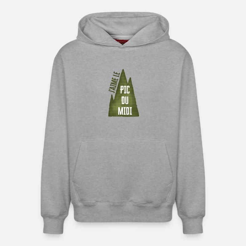 J'aime le PIC DU MIDI - Sweat à capuche unisexe décontracté en coton biologique – de SPREAD - gris chiné