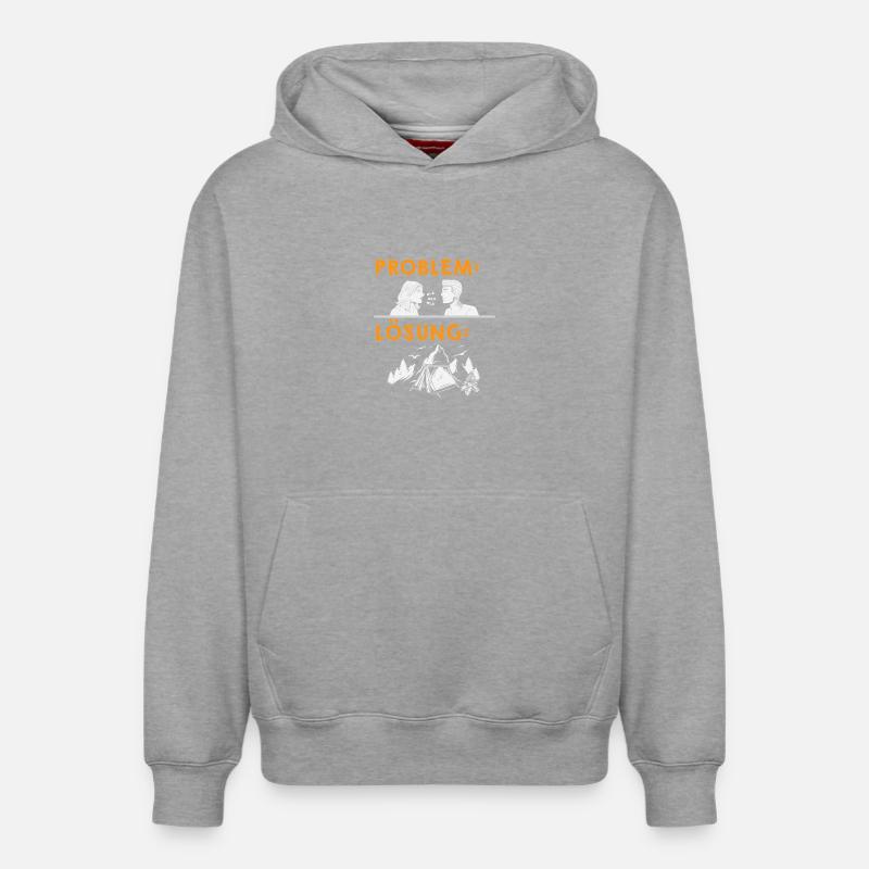 Camper Camping Caravane Dicton - Sweat à capuche unisexe décontracté en coton biologique – de SPREAD - gris chiné