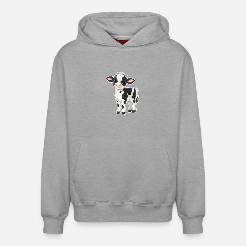 Vache - Sweat à capuche unisexe décontracté en coton biologique – de SPREAD - gris chiné