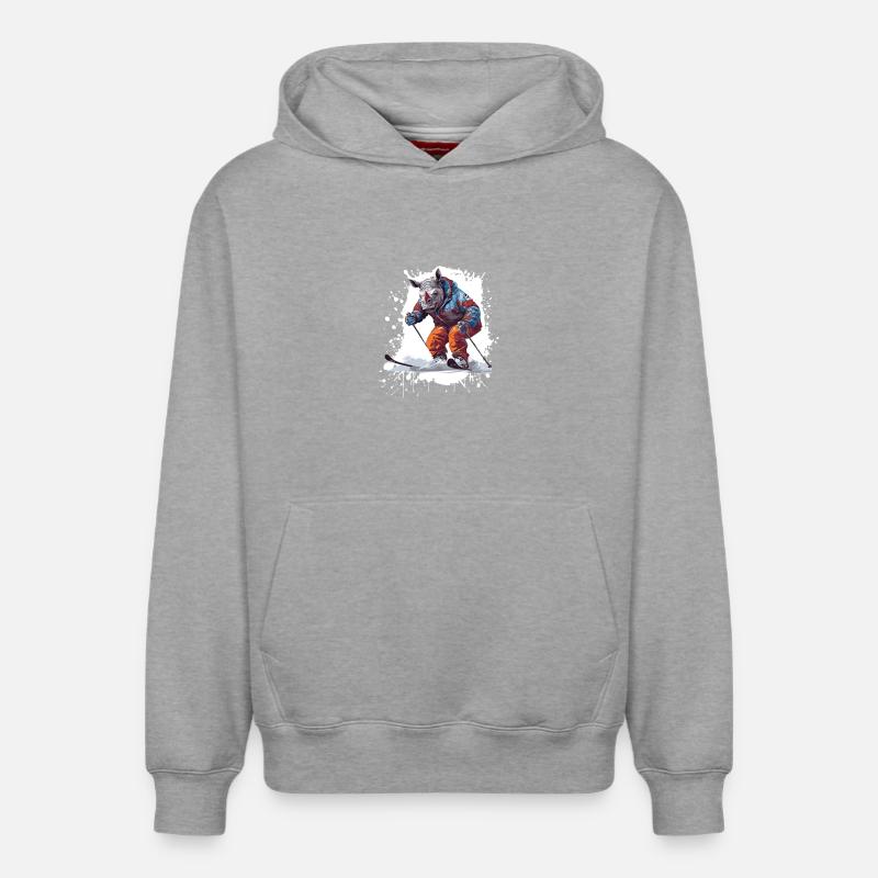Rhino Ski Ski - Sweat à capuche unisexe décontracté en coton biologique – de SPREAD - gris chiné