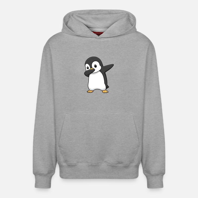 Dabbing Pingouin - Sweat à capuche unisexe décontracté en coton biologique – de SPREAD - gris chiné