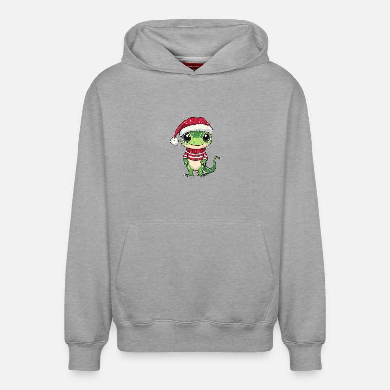 Lézard Gecko de Noël - Sweat à capuche unisexe décontracté en coton biologique – de SPREAD - gris chiné