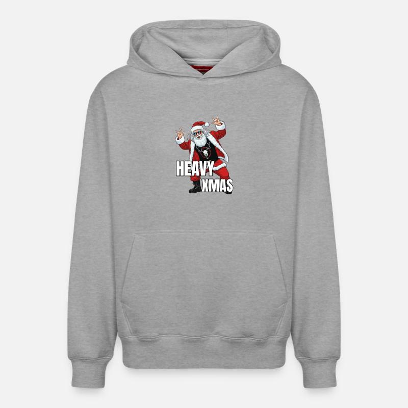 Headbanging Père Noël - Noël lourd - Sweat à capuche unisexe décontracté en coton biologique – de SPREAD - gris chiné