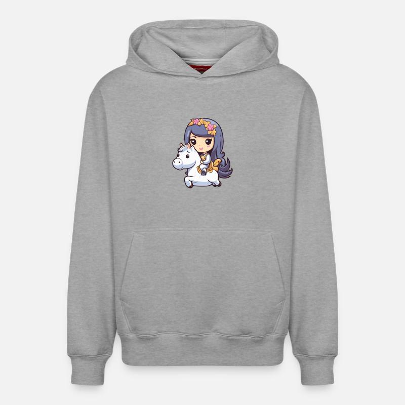 Princesse Cheval Bande Dessinée - Sweat à capuche unisexe décontracté en coton biologique – de SPREAD - gris chiné