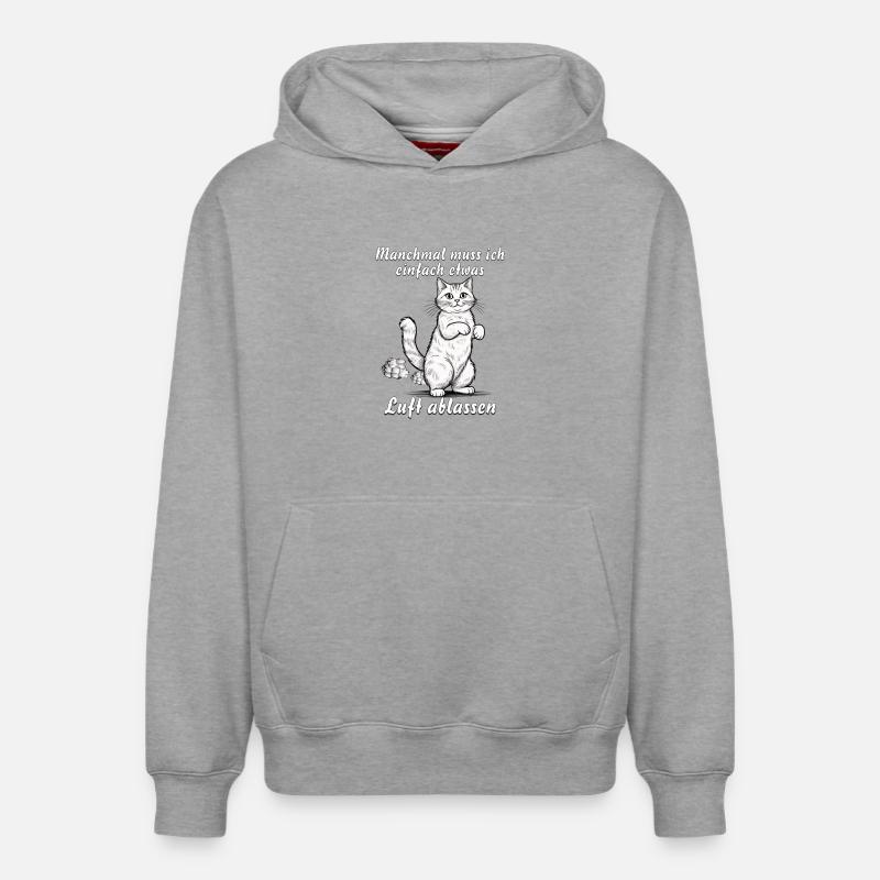 CAT Deflate - Sweat à capuche unisexe décontracté en coton biologique – de SPREAD - gris chiné