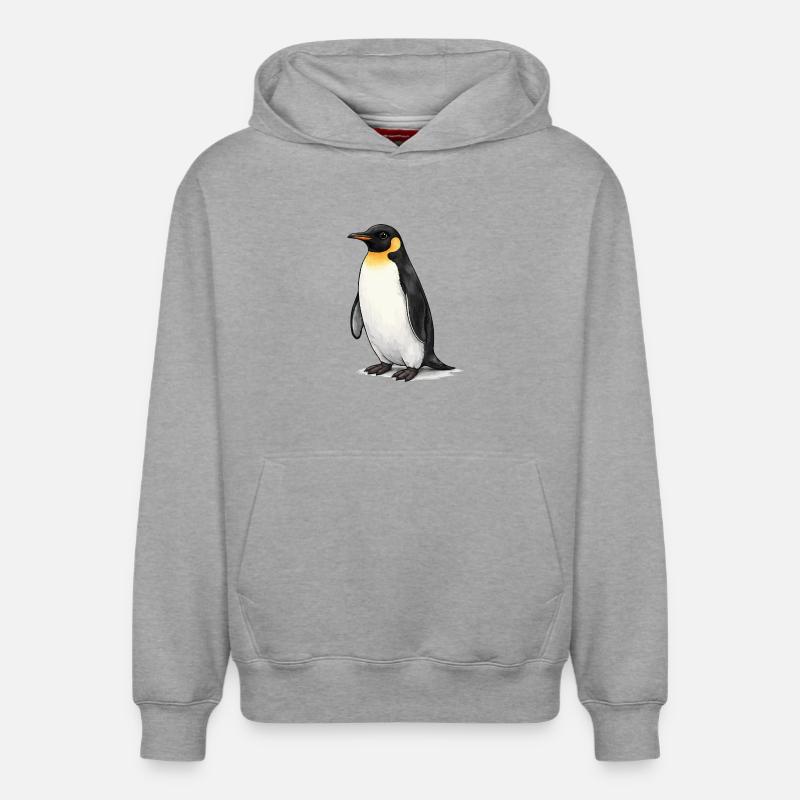 Pingouin - Sweat à capuche unisexe décontracté en coton biologique – de SPREAD - gris chiné
