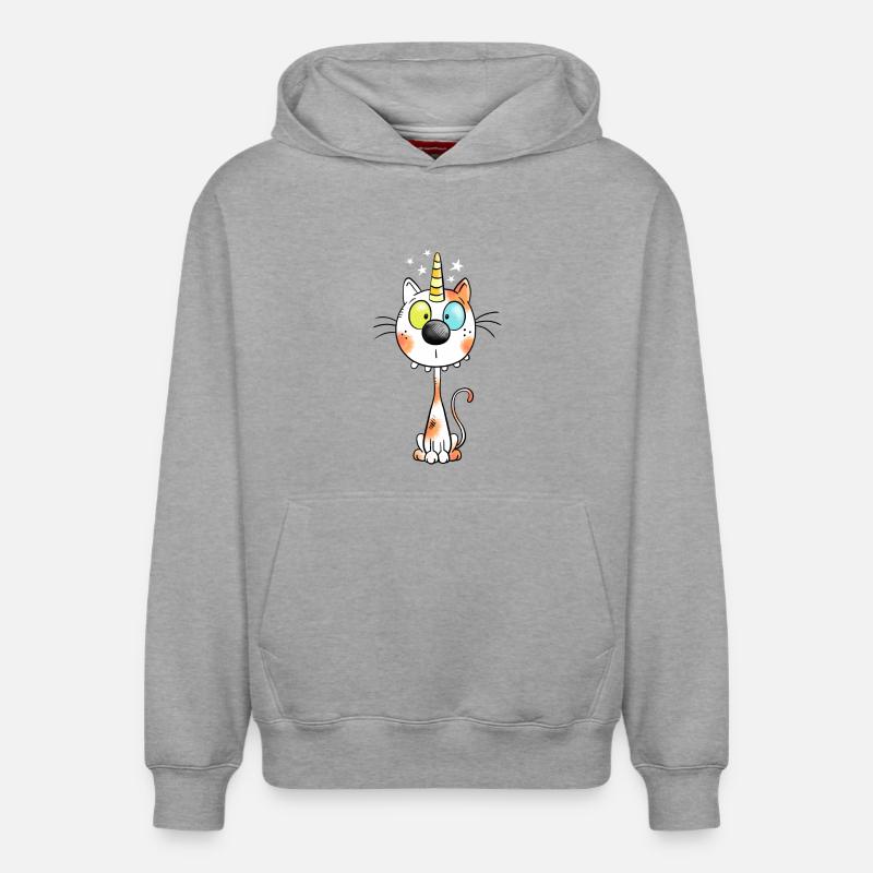 Mignon chat comique - Sweat à capuche unisexe décontracté en coton biologique – de SPREAD - gris chiné