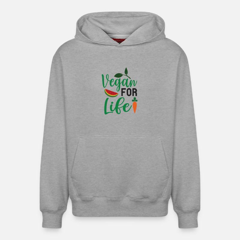 Végétalien pour la vie - Sweat à capuche unisexe décontracté en coton biologique – de SPREAD - gris chiné