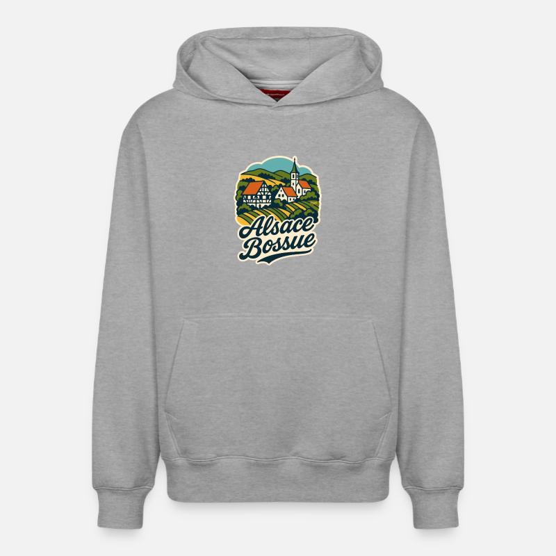 Alsace Bossue Illustration - Sweat à capuche unisexe décontracté en coton biologique – de SPREAD - gris chiné