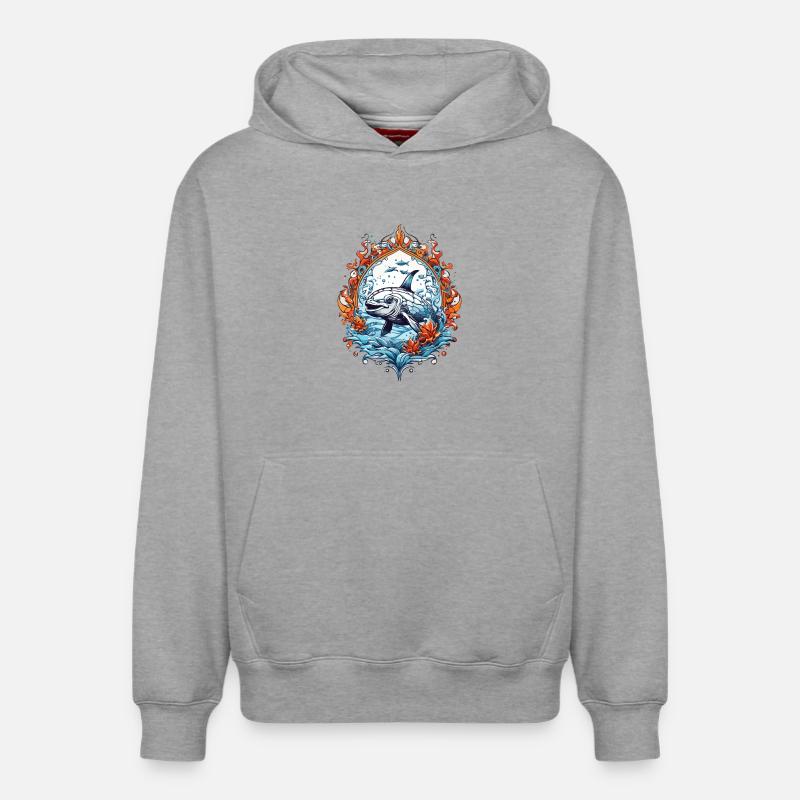 Créatures Marines, Poissons - Sweat à capuche unisexe décontracté en coton biologique – de SPREAD - gris chiné