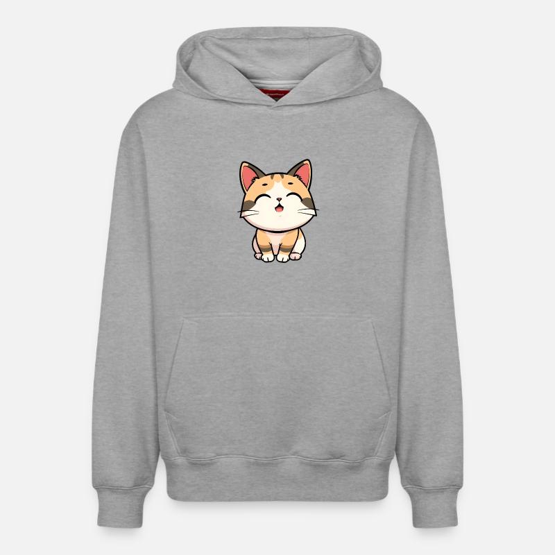Chat - Sweat à capuche unisexe décontracté en coton biologique – de SPREAD - gris chiné