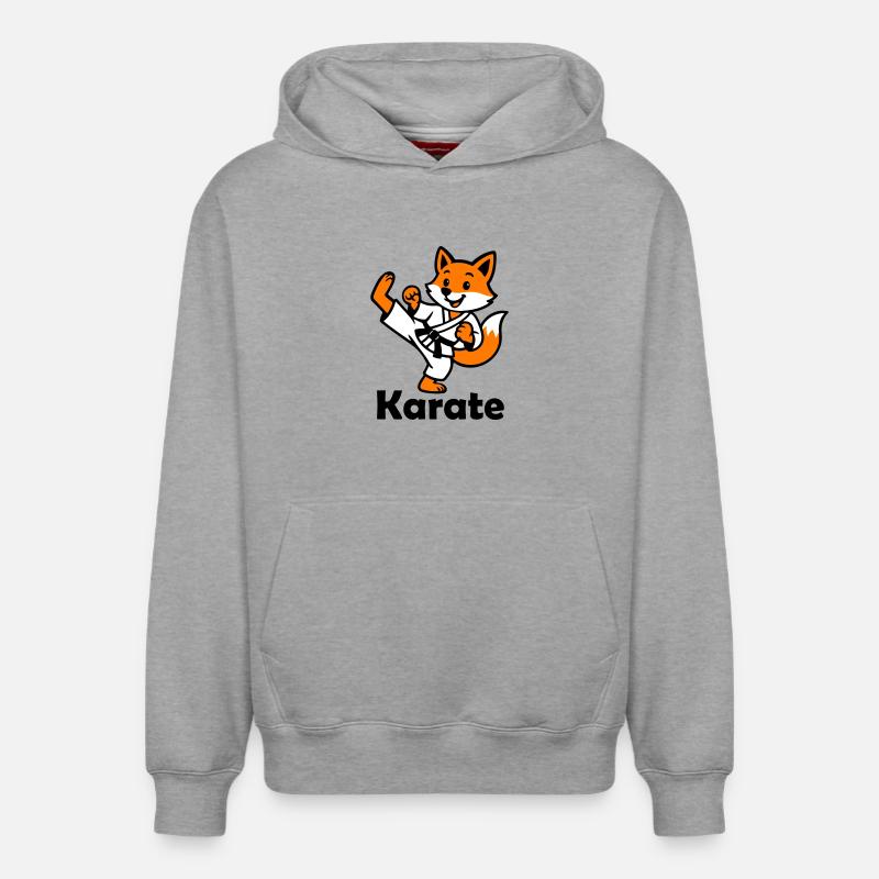 Karaté Renard - Sweat à capuche unisexe décontracté en coton biologique – de SPREAD - gris chiné