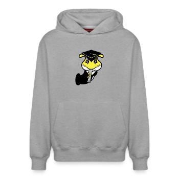 Hole Caterpillar School leaving certificate High school diploma passed college - Relaxed Unisex Organic Hoodie – by SPREAD - heather grey - Front - AI Model Female 172 dark (172cm) & AI Model Male 178 light (178cm)
