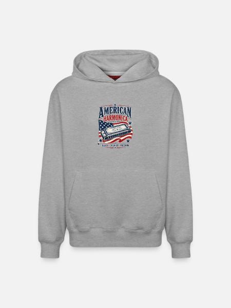 Instrument: Harmonica, Country Music, Harmonica - Relaxed Unisex Organic Hoodie – by SPREAD - heather grey