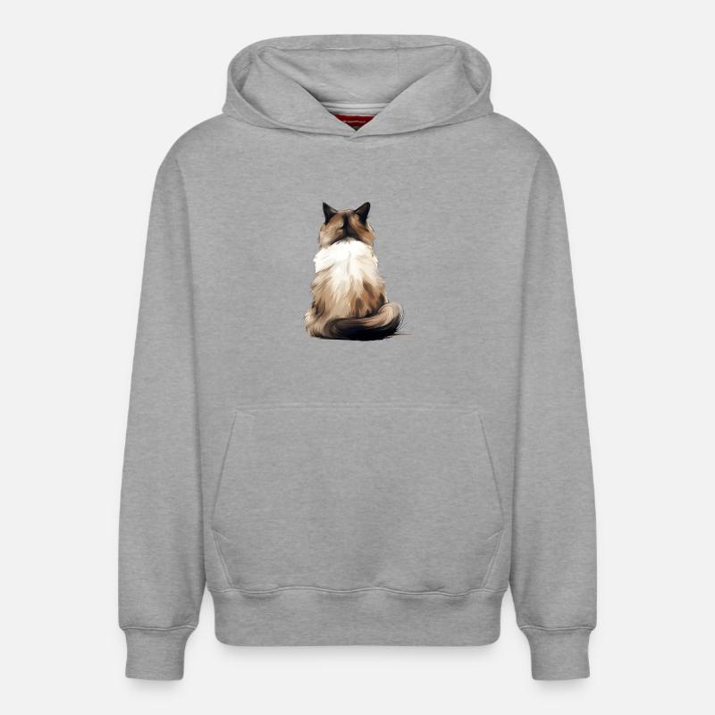 Chat de Birmanie - Sweat à capuche unisexe décontracté en coton biologique – de SPREAD - gris chiné
