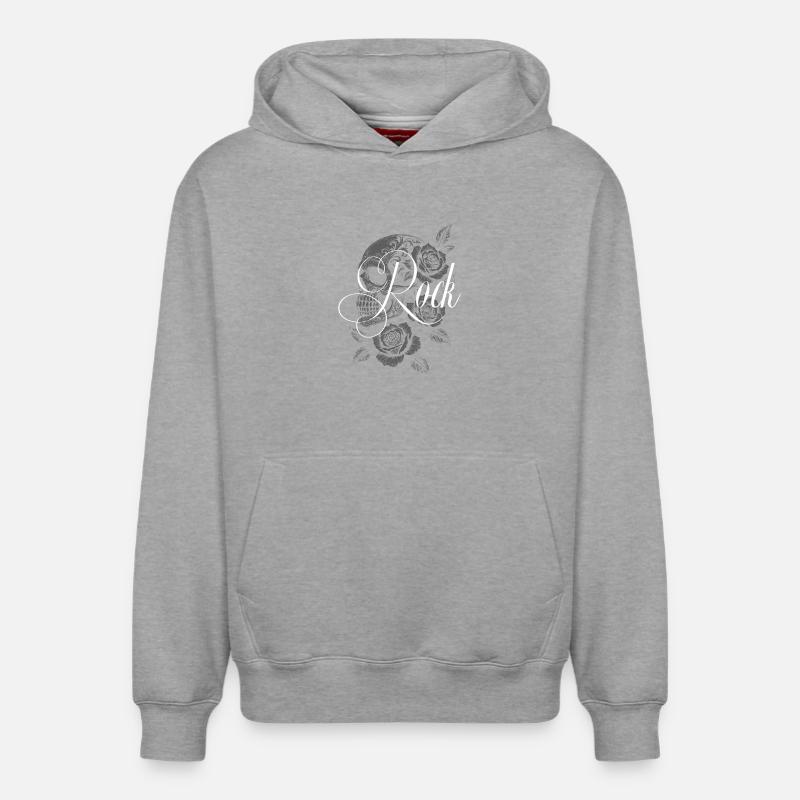 Gothique Rose Crâne Rock Graphique - Sweat à capuche unisexe décontracté en coton biologique – de SPREAD - gris chiné
