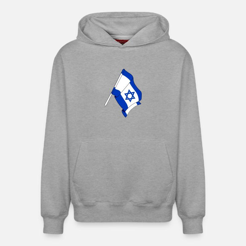 Drapeau d’Israël - Sweat à capuche unisexe décontracté en coton biologique – de SPREAD - gris chiné