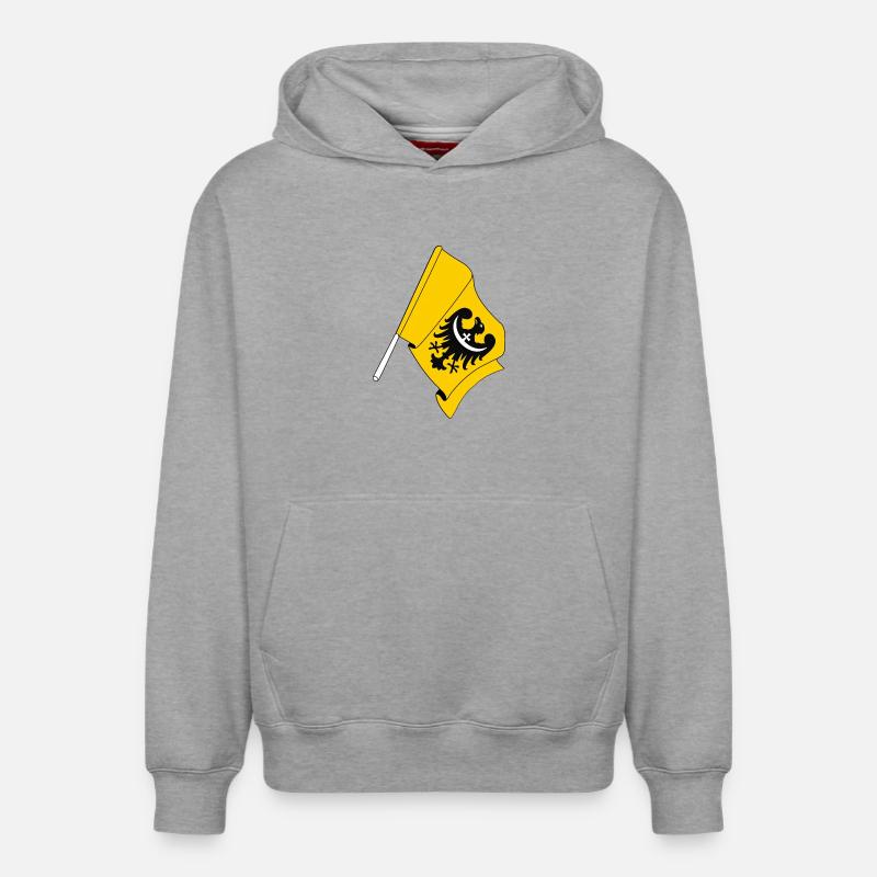 Drapeau Basse-Silésie Pologne - Sweat à capuche unisexe décontracté en coton biologique – de SPREAD - gris chiné