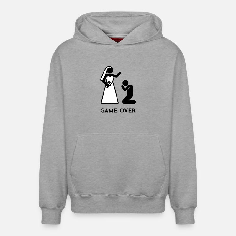 Mariage - Game over - Sweat à capuche unisexe décontracté en coton biologique – de SPREAD - gris chiné