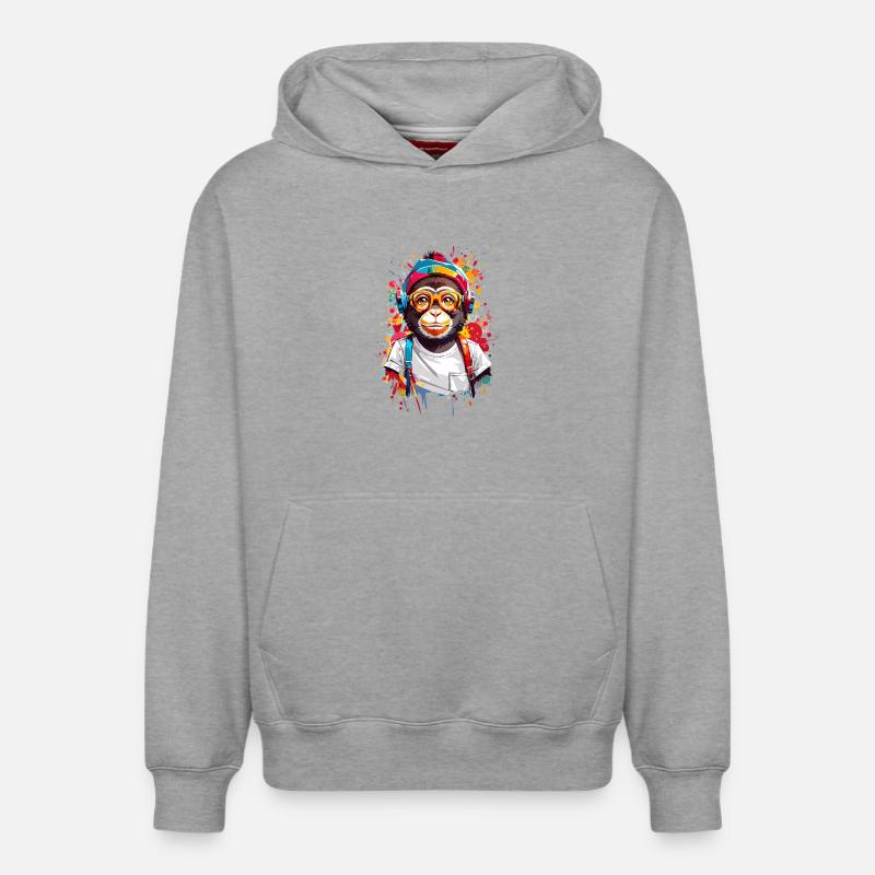 Singe cool - Sweat à capuche unisexe décontracté en coton biologique – de SPREAD - gris chiné