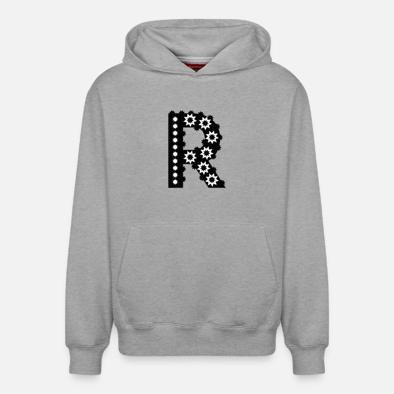 Lettre R - Sweat à capuche unisexe décontracté en coton biologique – de SPREAD - gris chiné