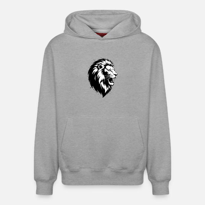 Léon fou - Sweat à capuche unisexe décontracté en coton biologique – de SPREAD - gris chiné