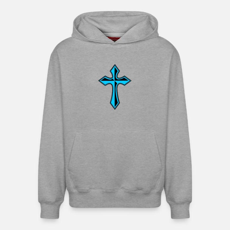 Croix bleue - Sweat à capuche unisexe décontracté en coton biologique – de SPREAD - gris chiné