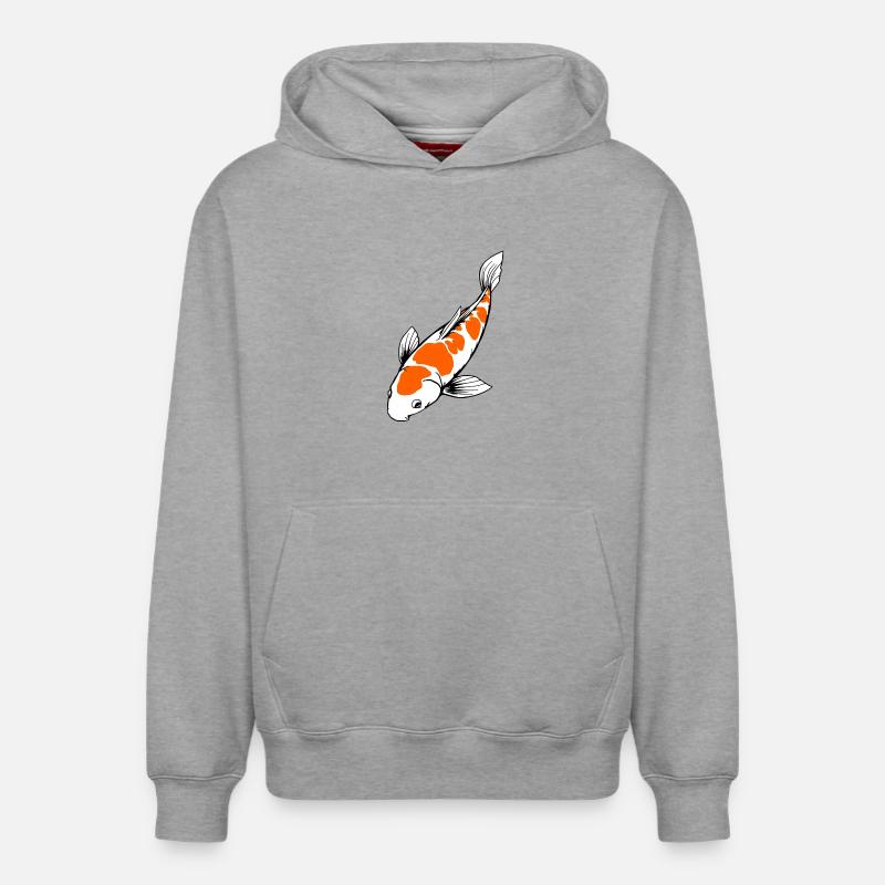 Poisson Koi - Sweat à capuche unisexe décontracté en coton biologique – de SPREAD - gris chiné