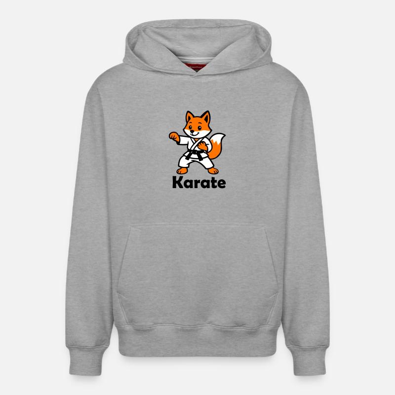 Karaté Renard - Sweat à capuche unisexe décontracté en coton biologique – de SPREAD - gris chiné