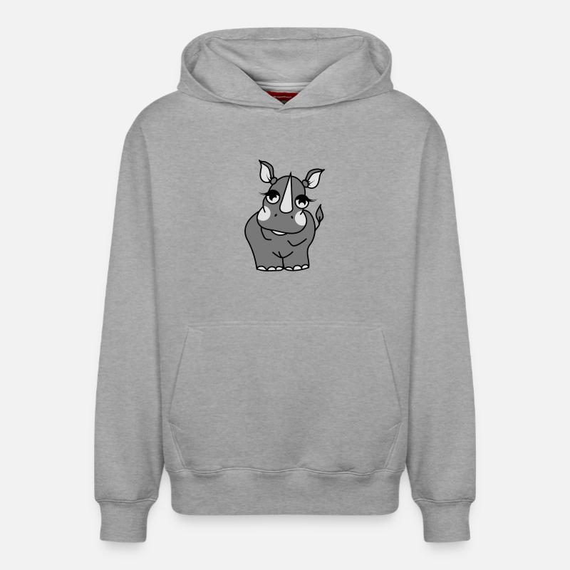 Le rhinocéros - Sweat à capuche unisexe décontracté en coton biologique – de SPREAD - gris chiné