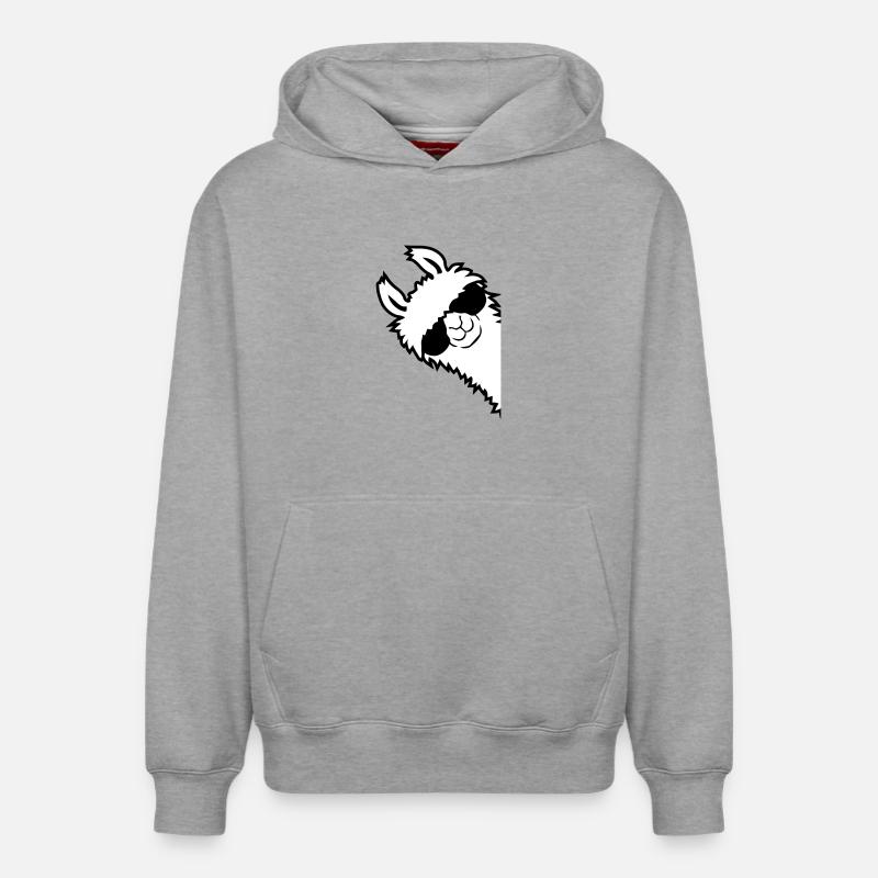 L'alpaga regarde de côté - Sweat à capuche unisexe décontracté en coton biologique – de SPREAD - gris chiné