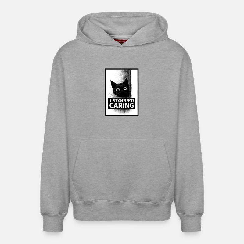 Arrêté de s’intéresser à Chat - Sweat à capuche unisexe décontracté en coton biologique – de SPREAD - gris chiné