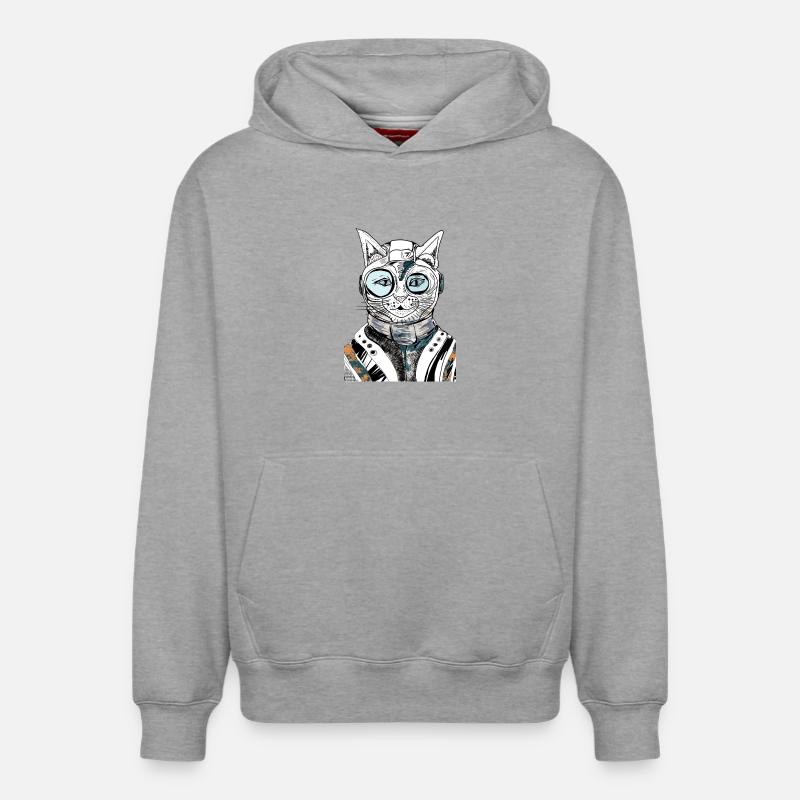 CHAT ASTRONAUTE - Sweat à capuche unisexe décontracté en coton biologique – de SPREAD - gris chiné