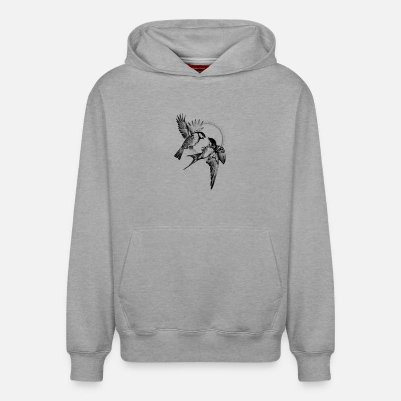 Combat d’oiseaux - Sweat à capuche unisexe décontracté en coton biologique – de SPREAD - gris chiné