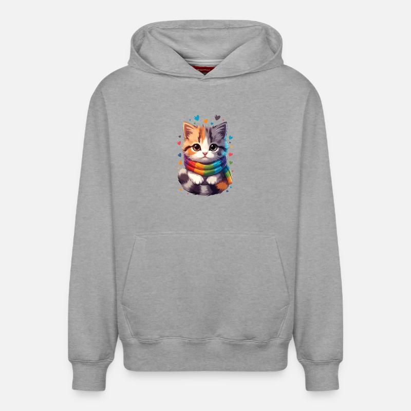 Chaton arc-en-ciel écharpe - Sweat à capuche unisexe décontracté en coton biologique – de SPREAD - gris chiné