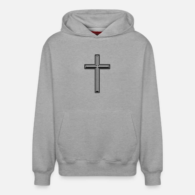 Croix de foi - Sweat à capuche unisexe décontracté en coton biologique – de SPREAD - gris chiné