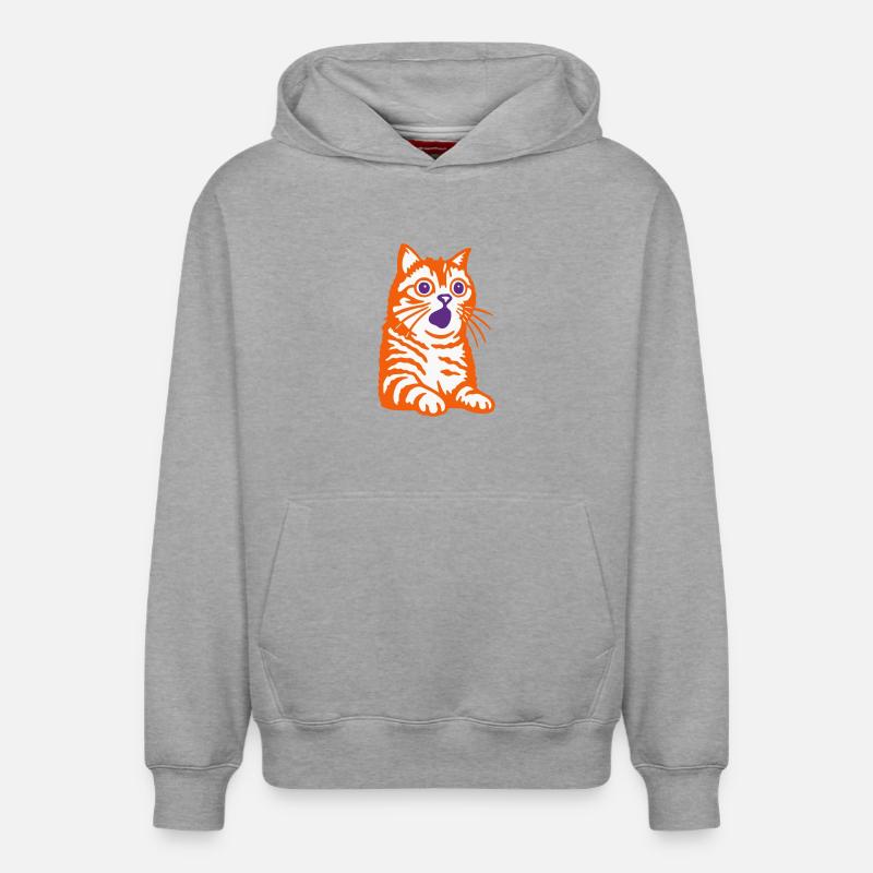 Chat étonné - Sweat à capuche unisexe décontracté en coton biologique – de SPREAD - gris chiné